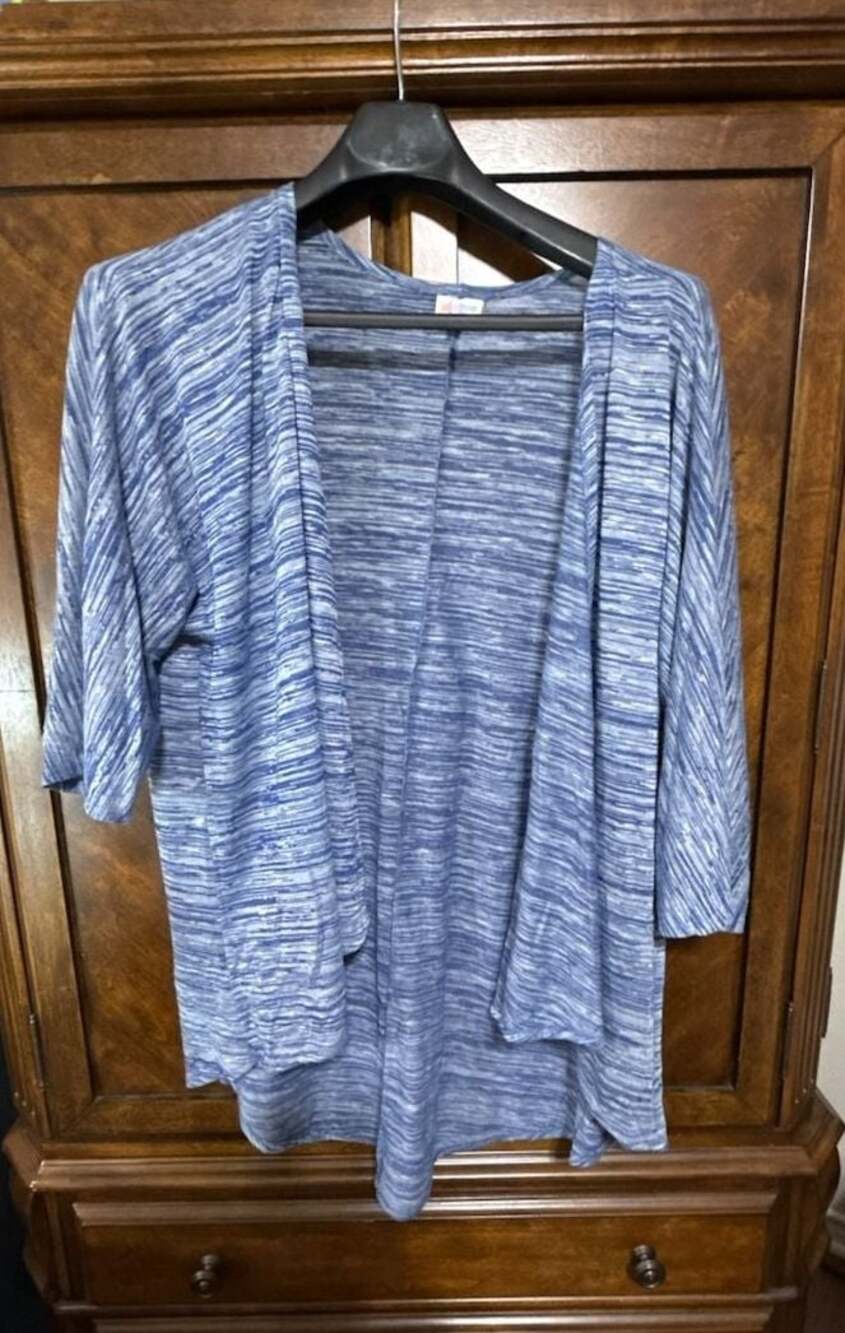 LuLaRoe Blue Marled Open Front Cardigan Sweater Size L